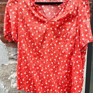 Talbots Women’s Red Floral Top Size XL